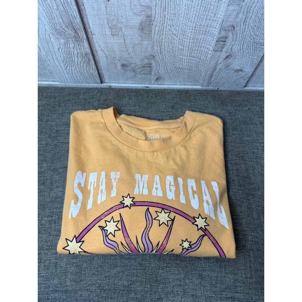 Stay Magical Graphic T-Shirt Mighty Fine Womens Large Yellow Sun Design - Picture 3 of 6